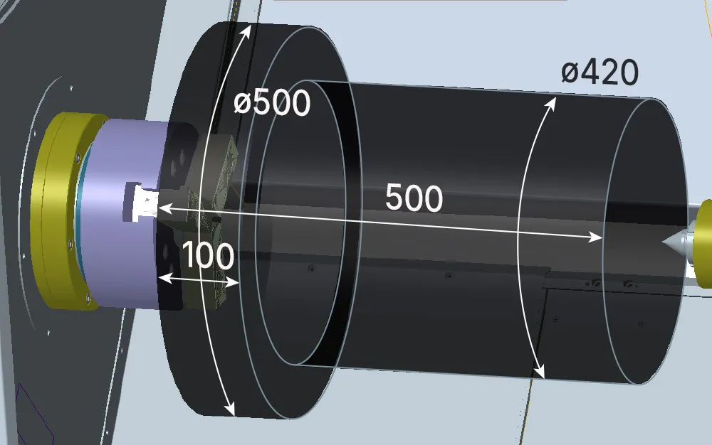 Зона обработки TC30x500