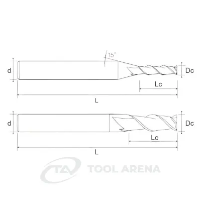 94.0201.1200 Фреза твердосплавная с плоским торцем D20x65x120x20xZ2 BRIGHT Helion фото