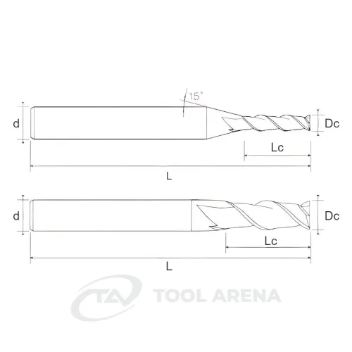94.0201.1600 Фреза твердосплавная с плоским торцем D16x55x110x16xZ2 BRIGHT Helion фото