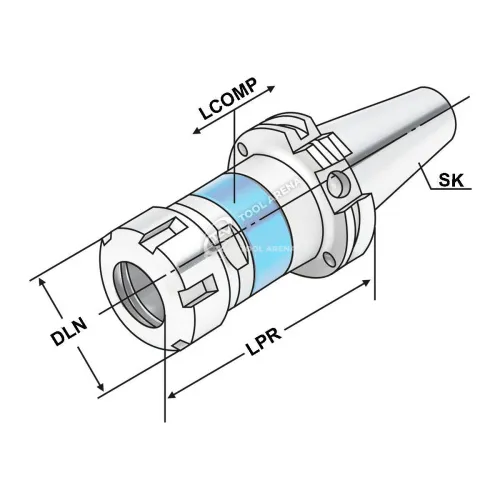 Патрон цанговый резьбонарезной, с синхронизацией SK40-M3-M27 (ER32)-95 DIN69871   403.16.02.20 фото