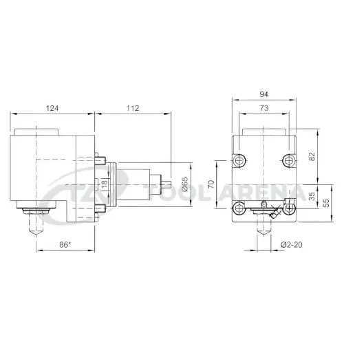 7.073.283 Блок приводной, угловой, хвостовик BMT 65, укороченный цанговый патрон ER32A, PRECI-FLEX, правосторонний, внешняя подача СОЖ, EPPINGER фото