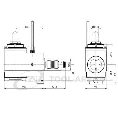 4.200.901 Блок приводной, угловой, хвостовик VDI 40 (DIN 5480), цанговый патрон ER32A, PRECI-FLEX, левосторонний, внешняя подача СОЖ, EPPINGER фото