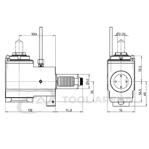 4.200.901 Блок приводной, угловой, хвостовик VDI 40 (DIN 5480), цанговый патрон ER32A, PRECI-FLEX, левосторонний, внешняя подача СОЖ, EPPINGER фото