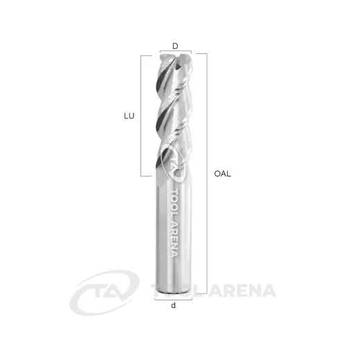 733729 Фреза твердосплавная D10R1x40x100x10xZ3 ALU-G UH1007 UNIHARD фото