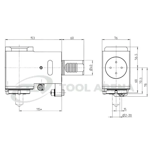 7.075.230 Блок приводной, угловой, хвостовик HYPER QUADREX 100/150, цанговый патрон ER32A, PRECI-FLEX, правосторонний, внешняя подача СОЖ, EPPINGER фото