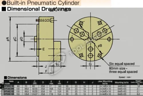 KPC-43C048EP1 4х кулачковый высокоскоростной патрон с открытым центром Kitagawa фото