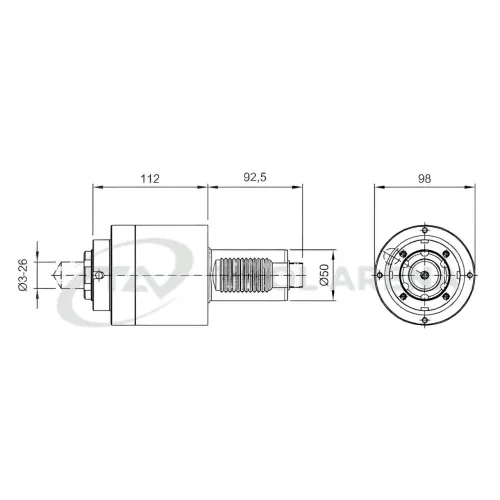 5.200.111 Блок приводной, прямой, хвостовик VDI 50 (DIN 5480), цанговый патрон ER40A, PRECI-FLEX, внешняя и центральная подача СОЖ, EPPINGER фото