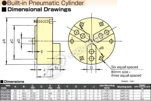 KPC-803C100EP1 3х кулачковый высокоскоростной патрон с открытым центром Kitagawa фото