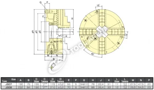 JS-07 3х кулачковый высокоскоростной патрон с открытым центром Kitagawa фото