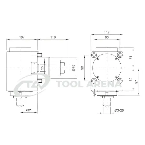 7.073.370 Блок приводной, угловой, хвостовик BMT 75, цанговый патрон ER40A, PRECI-FLEX, левосторонний, внешняя и центральная подача СОЖ, EPPINGER фото