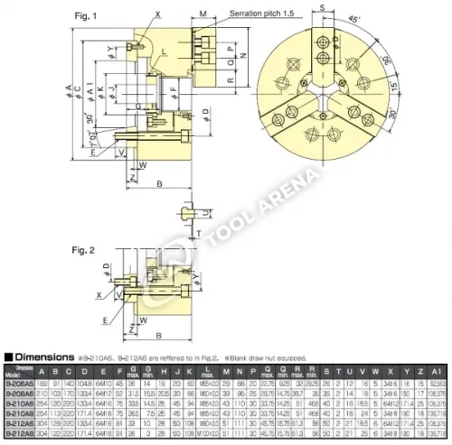 B-208A6 3х кулачковый высокоскоростной патрон с открытым центром Kitagawa фото