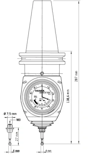 3d щуп Universal HAIMER с короткой оправкой SK30, 80.364.30.FHN | Toolarena