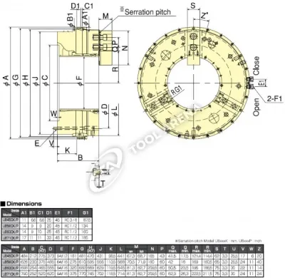 UB-450K 3х кулачковый высокоскоростной патрон с открытым центром  Kitagawa фото