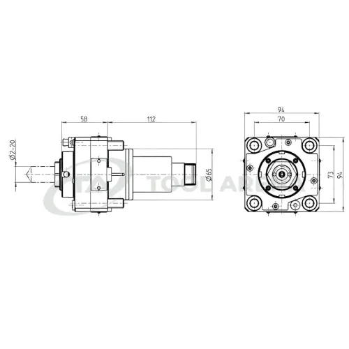 7.073.364 Блок приводной, прямой, хвостовик BMT 65, цанговый патрон ER32A, PRECI-FLEX, внешняя и центральная подача СОЖ, EPPINGER фото