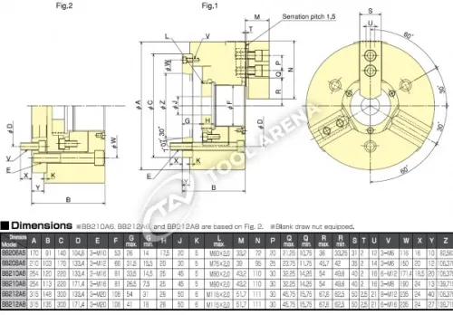 BB-206A5 3х кулачковый высокоскоростной патрон с открытым центром  Kitagawa фото