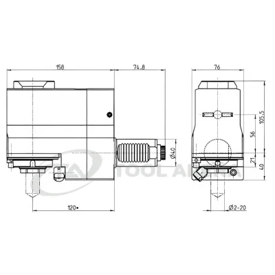 9.707.268 Блок приводной, угловой, хвостовик VDI 40 (DIN 5480), укороченный цанговый патрон ER32A, PRECI-FLEX, правосторонний, внешняя подача СОЖ, EPPINGER фото