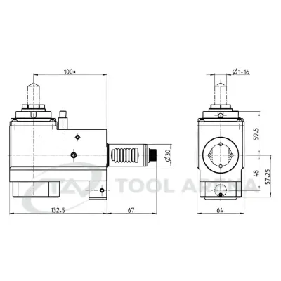 3.200.706 Блок приводной, угловой, хвостовик VDI 30 (DIN 5480), цанговый патрон ER25A, PRECI-FLEX, левосторонний/правосторонний, внешняя подача СОЖ, EPPINGER фото