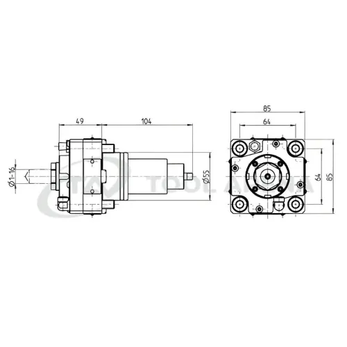 7.073.118 Блок приводной, прямой, хвостовик BMT 55, цанговый патрон ER25A, PRECI-FLEX, внешняя подача СОЖ, EPPINGER фото