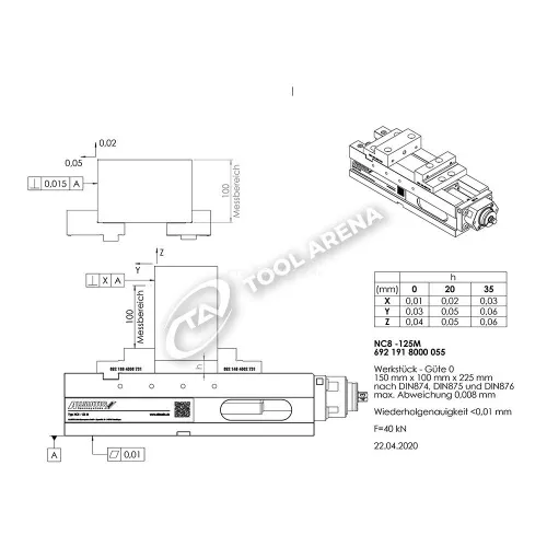 Тиски прецизионные станочные, NC8-125-M фото