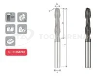 H-SEM2080L-r2,0 Фреза твердосплавная D8R2x35x90x8xZ2 ALTIN-NANO ARRALBE
