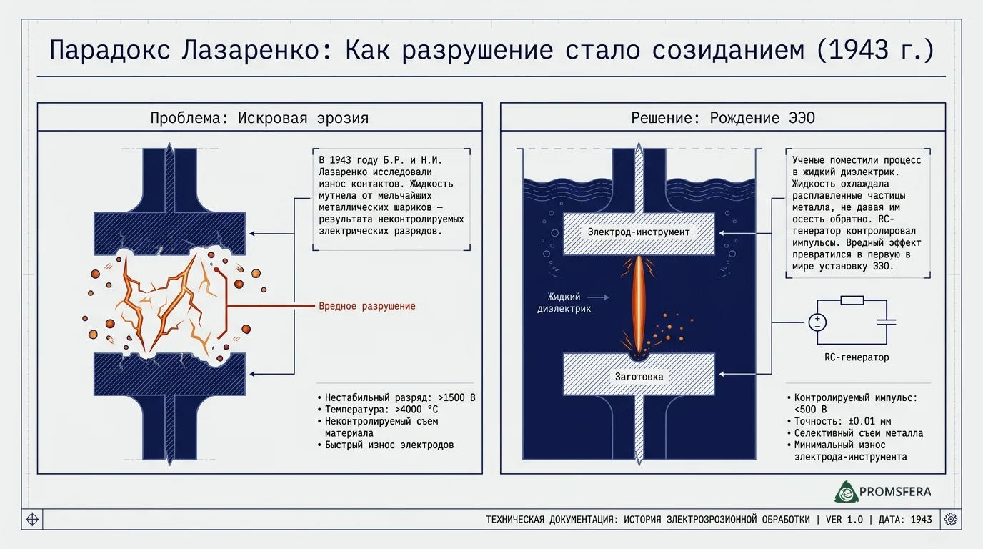парадокс Лазаренко, как появилась электроэрозия