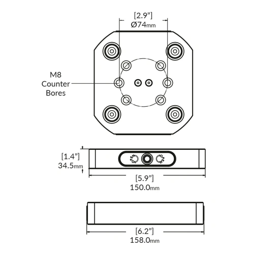 Плита нулевой точки RockLock 96mm 150mm x 158mm x 34.5mm фото