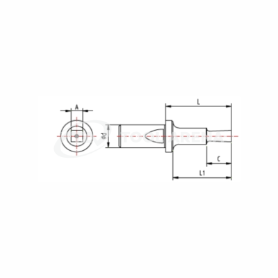 BRIGHETTI GL16K-Q-6-L45INOX PLUS Прошивка тип GL16 (удлиненная L=45 мм), квадратная ф6 мм, INOX PLUS