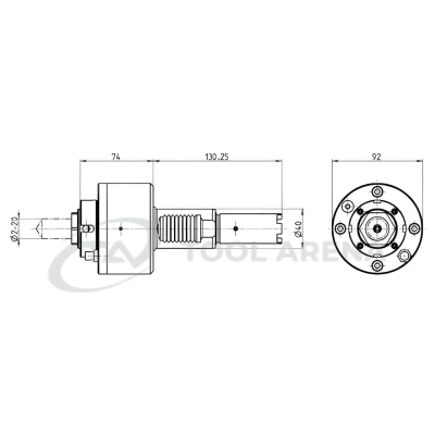 4.201.335 Блок приводной, прямой, хвостовик VDI 40 (HAAS), цанговый патрон ER32A, PRECI-FLEX, внешняя и центральная подача СОЖ, EPPINGER фото