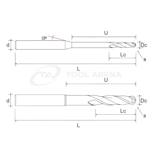 96.8822.0305 Фреза твердосплавная сферическая с угловым радиусом D3x8x100x4xZ2 DIAMOND Helion фото