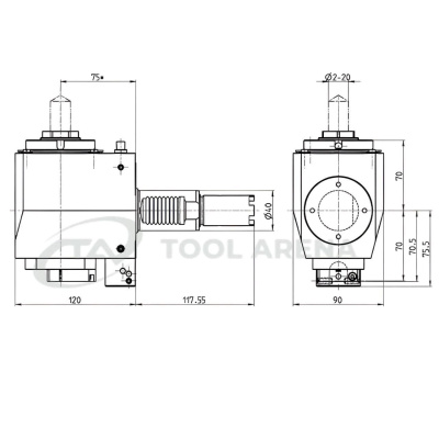 4.201.275 Блок приводной, угловой, хвостовик VDI 40 (HAAS), цанговый патрон ER32A, PRECI-FLEX, левосторонний, внешняя и центральная подача СОЖ, EPPINGER фото