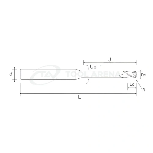 90.6811.0051 Фреза твердосплавная удлинённая с угловым радиусом D0,5x0,06x45x4xZ2 RACER Helion фото