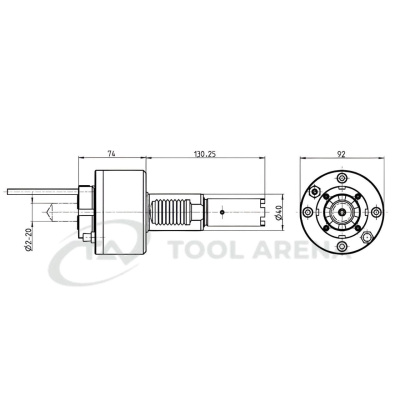 4.200.958 Блок приводной, прямой, хвостовик VDI 40 (HAAS), цанговый патрон ER32A, PRECI-FLEX, внешняя подача СОЖ, EPPINGER фото