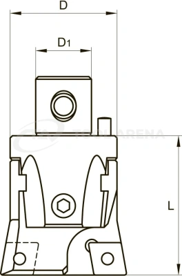 Блок расточной, черновой 90° с режущими пластинами в гнездах ползунов, под пластинку CC☐☐ 0803☐☐. Pinzbohr, D 03290 401. фото