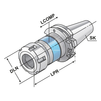 Патрон цанговый резьбонарезной, с синхронизацией DC-SK40-M3-M27 (ER32)-95 ISO7388-1 AD/AF DC.403.16.02.20 фото