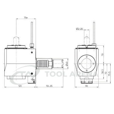 4.200.955 Блок приводной, угловой, хвостовик VDI 40 (HAAS), цанговый патрон ER32A, PRECI-FLEX, левосторонний, внешняя подача СОЖ, EPPINGER фото