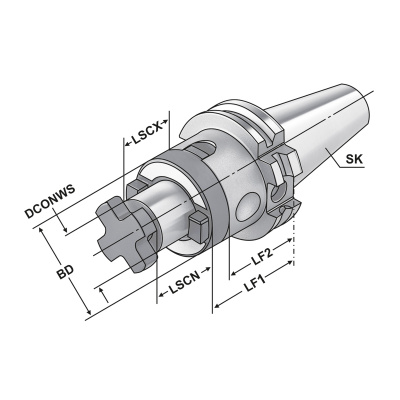 DC.403.10.40 Оправка комбинированная для насадных и дисковых фрез DC-SK40 - 40- 60, ISO 7388-1, форма AD/AF, Kemmler фото