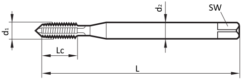 V-57334-2 Метчик ручной M5 x 0.8 DIN 352, HSS-E без покрытия, номер 2 (промежуточный), VÖLKEL