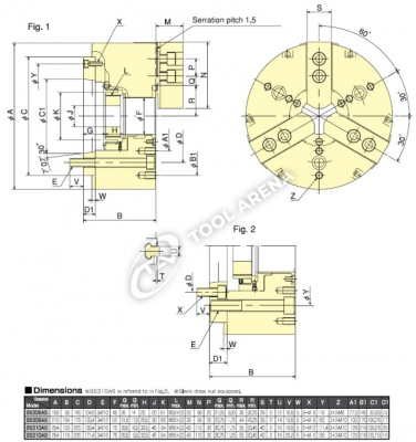 BS-310A8 3х кулачковый высокоскоростной патрон с открытым центром Kitagawa фото