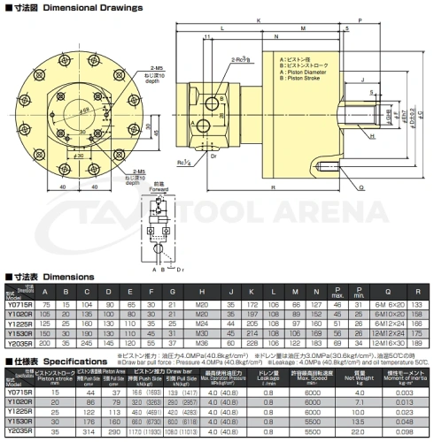 Y-1020R Гидравлический цилиндр с закрытым центром  Kitagawa фото