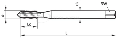 V-34897 Метчик машинный левый M52 x 1.5 DIN 374, HSS-E без покрытия, форма B, VÖLKEL фото