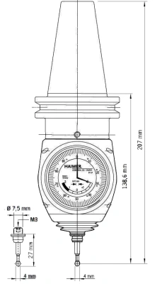 3d щуп Universal HAIMER с короткой оправкой SK30, 80.364.30.FHN | Toolarena