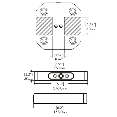 Базовая плита нулевой точки RockLock 96 мм 158 мм x 150 мм x 30 мм 96mm 158mm 150mm 30mm фото