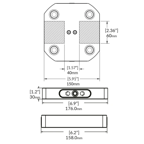 Базовая плита нулевой точки RockLock 96 мм 158 мм x 150 мм x 30 мм 96mm 158mm 150mm 30mm фото