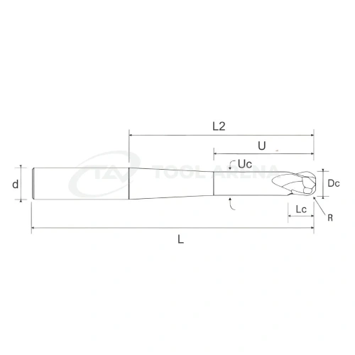 82.6217.0101 Фреза твердосплавная с конической шейкой и угловым радиусом D1x2x100x6xZ2 RACER PLUS Helion фото