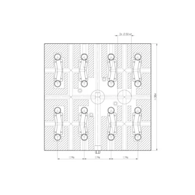 Плита нулевой точки Quick•Point® 96 Grid Plate 4-местная 384 x 384 x 27 мм без крепежных отверстий 4-fold 45740 фото