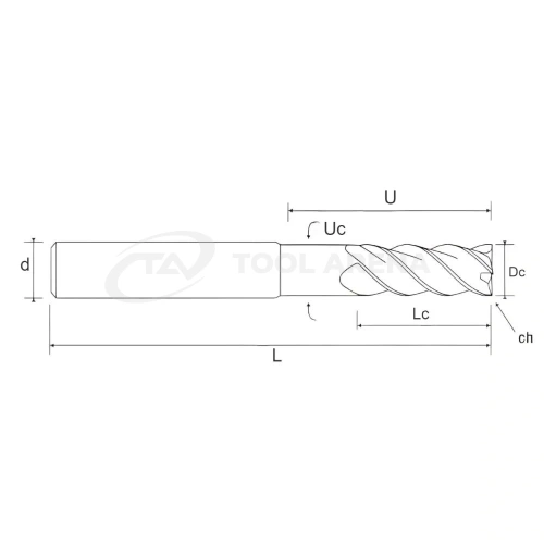91.1479.0500 Фреза твердосплавная с плоским торцем D5x13x60x6xZ4 VОLCANO Helion фото