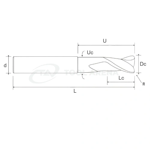 94.3213.0101 Фреза твердосплавная с угловым радиусом D1x1,5x50x4xZ2 SPEED Helion фото