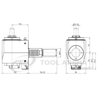 4.201.330 Блок приводной, угловой, хвостовик VDI 40 (HAAS), цанговый патрон ER32A, PRECI-FLEX, левосторонний, внешняя и центральная подача СОЖ, EPPINGER фото