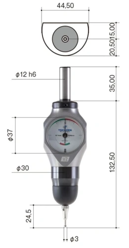 3d тестер (щуп) SLIMplus V2 Black с хвостовиком Ø12 Tschorn 001V2DB12 | Toolarena