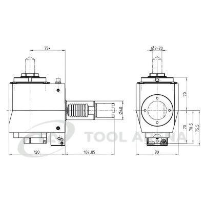 4.201.329 Блок приводной, угловой, хвостовик VDI 40 (HAAS), цанговый патрон ER32A, PRECI-FLEX, левосторонний, внешняя и центральная подача СОЖ, EPPINGER фото